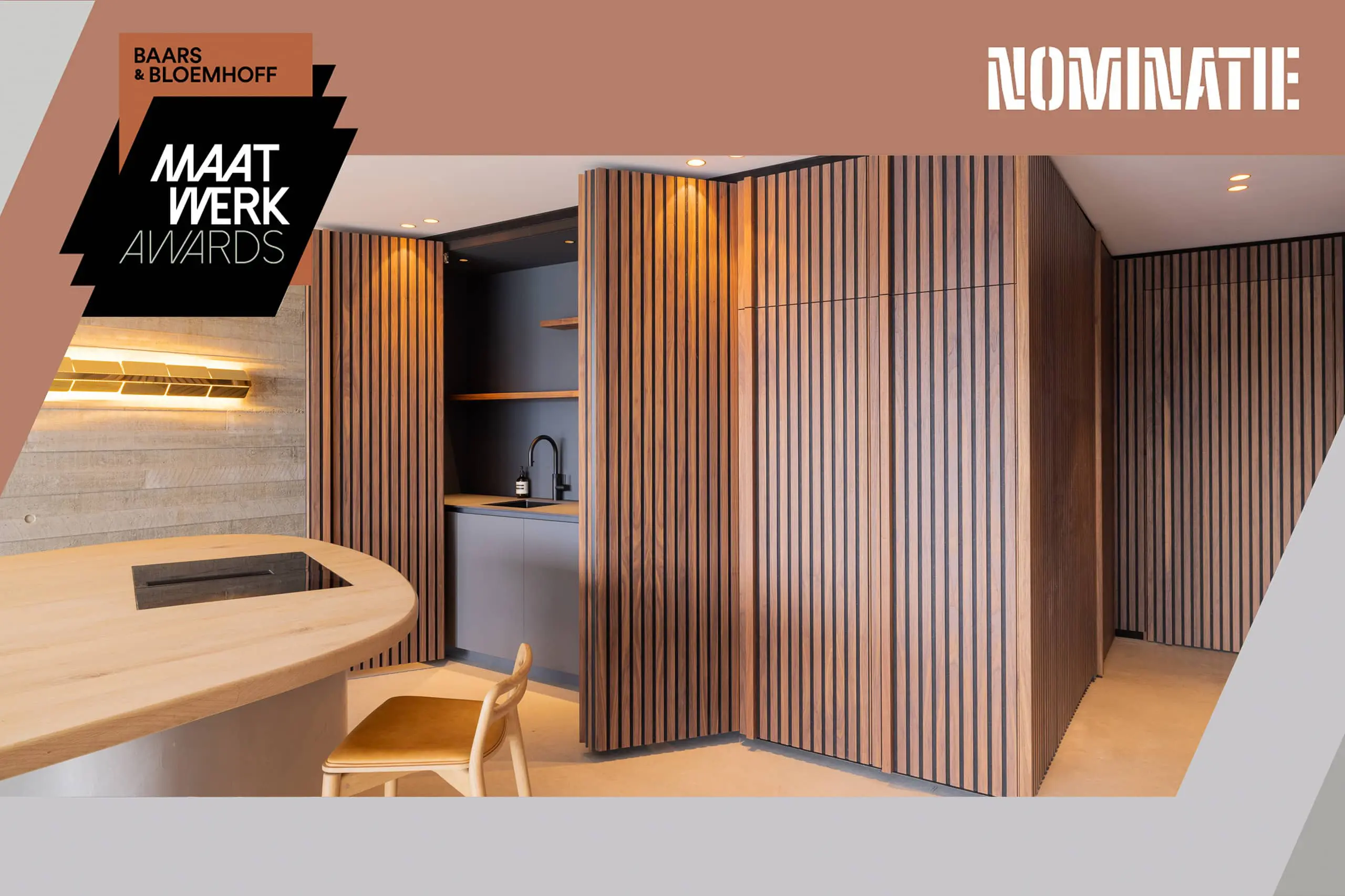 Poolbar Casteren: Keuken ontwerp, Ontwerpend Meubelmakers, Nominatie Baars & Bloemhoff Maatwerk Awards